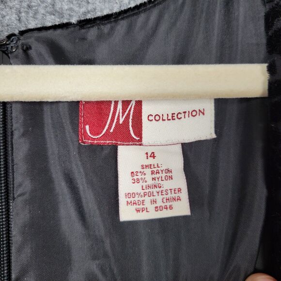 JM COLLECTION Black Burnout Velvet Babydoll Whimisigoth Long Maxi Dress SIZE 14 - Picture 12 of 13